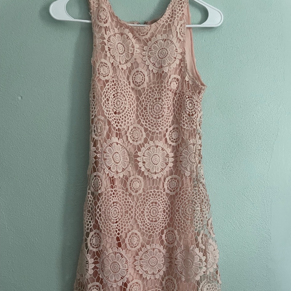 Pink lace western dress small